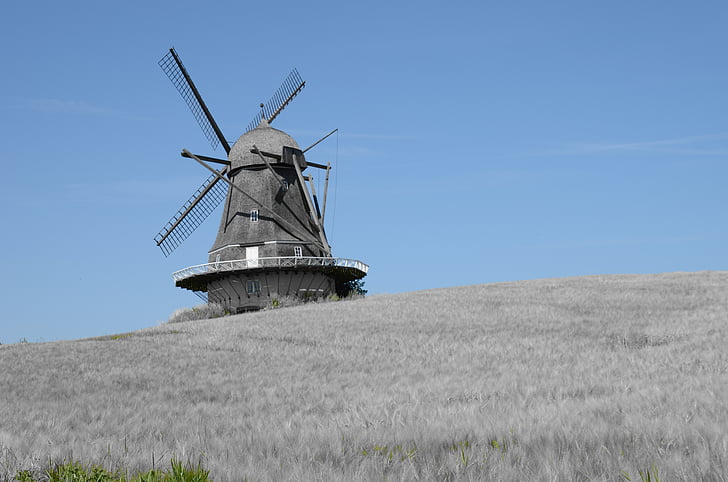 Moulin, Danemark, vacances d’été, Moulin à vent, vent, minde retourné, été