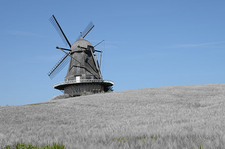mlýn, Dánsko, Letní dovolená, větrný mlýn, vítr, vrácené vytěženo, léto