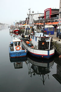 Warnemünde, hajó, régi erő, víz, Port, boot, horgászcsónak