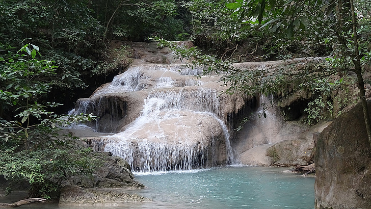 water, waterfalls, nature, landscape, cascades, river, thailand