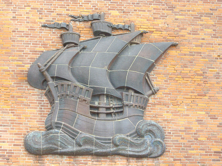 Stralsund, hansaliiton, aluksen, kilpi, symboli, Purjealus