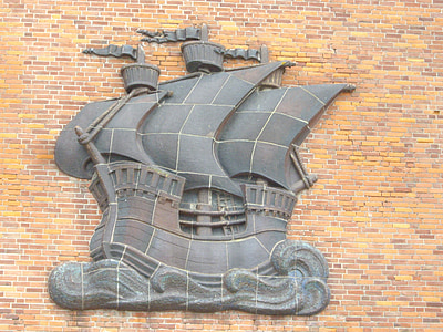 stralsund, hanseatic league, ship, shield, symbol, sailing vessel