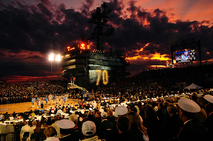 annapolis, maryland, ship, aircraft carrier, basketball, court, sports