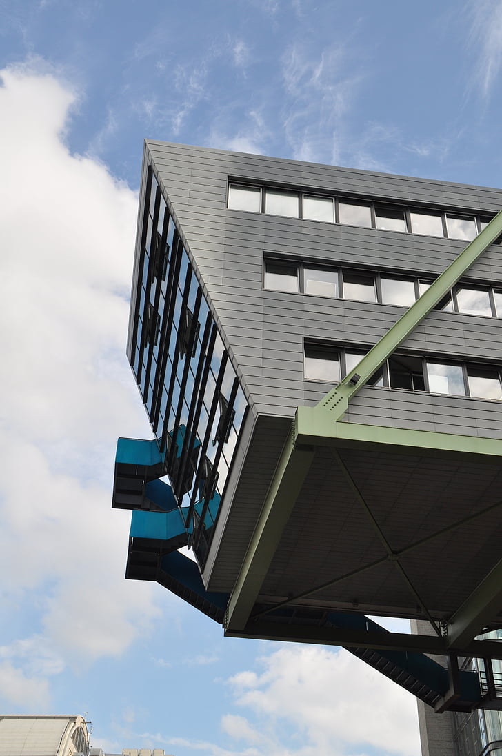 Düsseldorf, Media haven, het platform, gevel, moderne, moderne architectuur, stedelijke