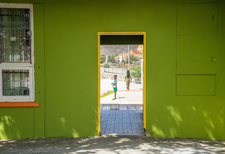 škola, Curacao, dveře, studentka, Karibská oblast, Tropical, vzdělání