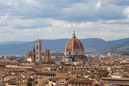 Florencja, Włochy, Kopuła, florenckiej katedry, włoskie miasto, pejzaż włoski, Architektura