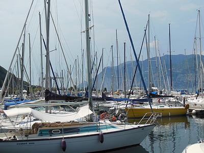 barcos de vela, mar, costas, Puerto de la ciudad, barcos