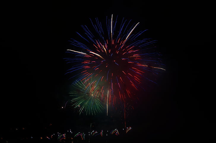 malam tahun baru, kembang api, roket, merah, hari tahun baru, lampu, ledakan