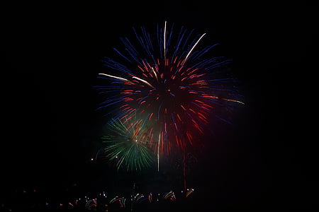 навечерието на нова година, фойерверки, ракета, червен, Нова година ден, светлини, експлозии
