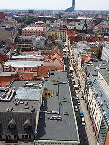cidade, Wrocław, arquitetura, edifícios, Polônia, centro da cidade, Panorama da cidade