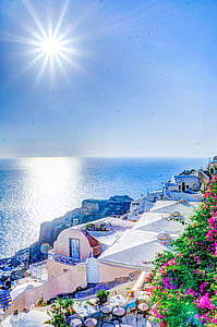 Oia, Santorini, poletje, Grčija, otok, morje, Egejsko