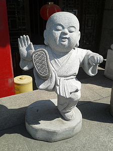 estatua de, piedra tallada, muñeca, juego
