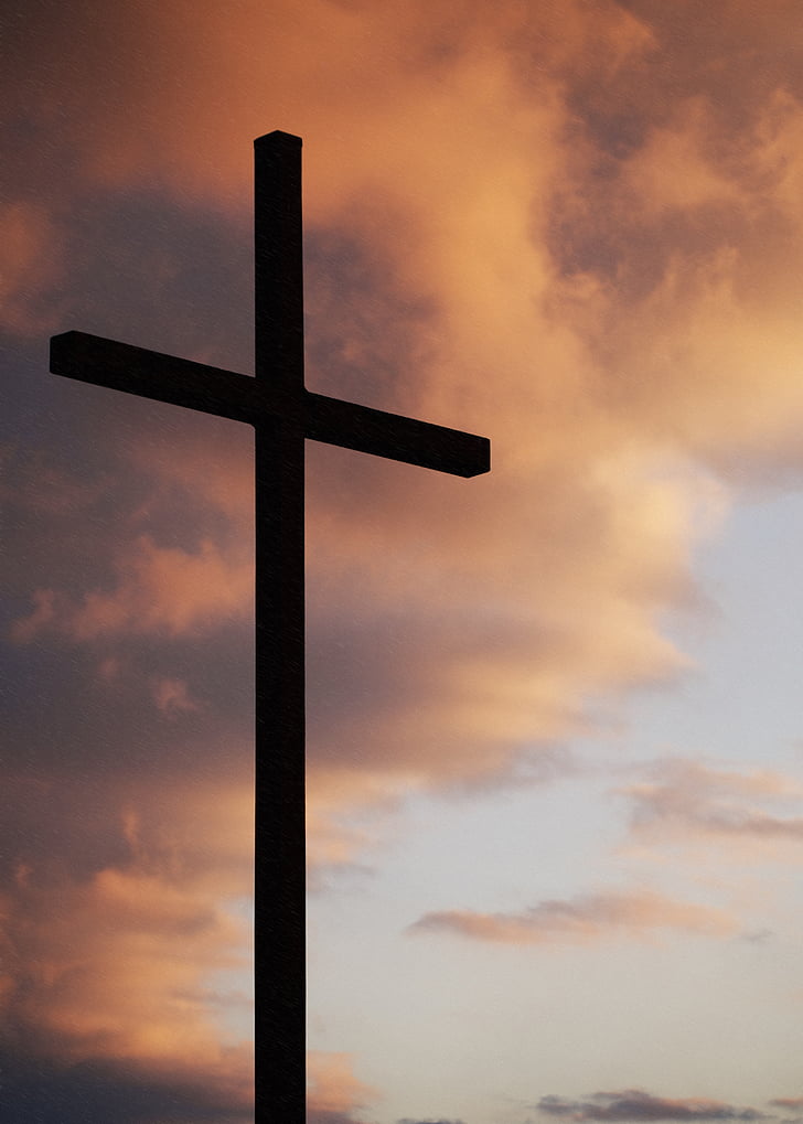 silhouette, cross, cloudy, day, religion, shadow, sky