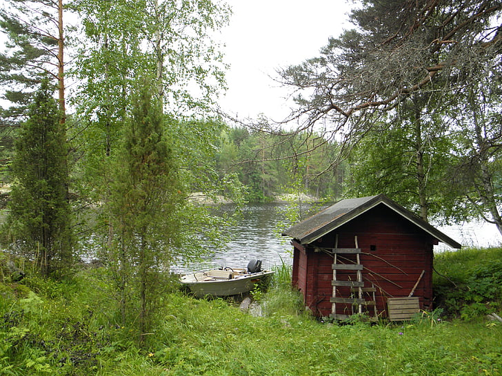 sauna à fumée, été, vacances, Lac, nature, Scenic, Finnois