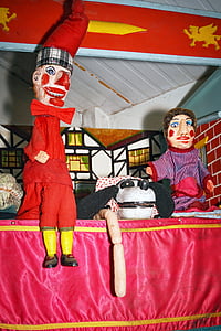 vintage, punch, judy, puppets, attraction, childhood, classic