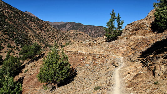 mountains, atlas, morocco, trekking, path, away, dry