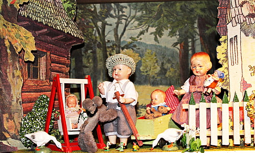 Teatro de fantoches, brinquedos, casas de bonecas, casa de boneca, brinquedos para crianças, velho, jogar
