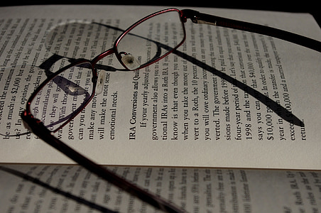 käsittelyssä, lasit, Lue, kirjat, vanha, silmät, väsynyt