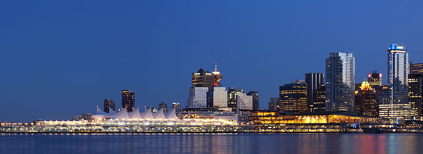Vancouver, Skyline, posto del Canada, centro città, architettura, Canada, lungomare
