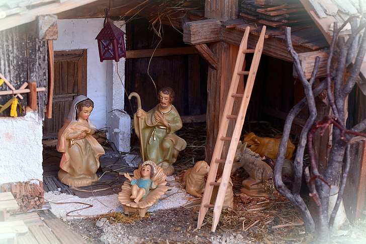 crib, christmas, nativity scene, advent, stall, maria, joseph