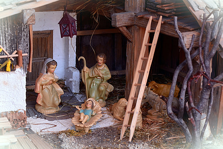 lit de bébé, Christmas, crèche de Noël, Advent, décrochage, Maria, Joseph