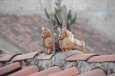 ペルーのクスコ, インカの装飾品, 屋根の上, 飾り, ペルー, インカ, ペルー