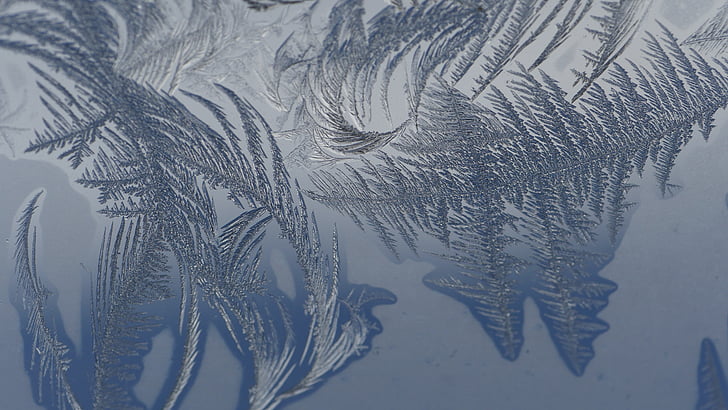 cold, frost, macro photography, winter, window, reflection, water