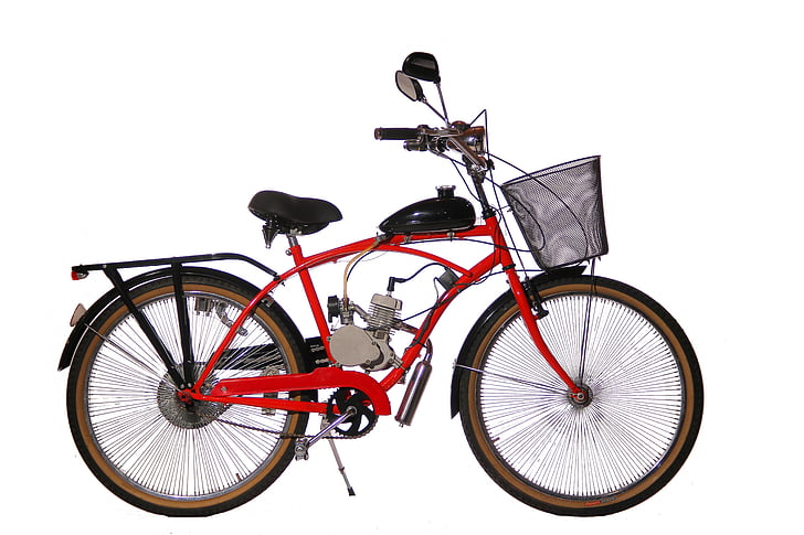 bicycle, red, motorized