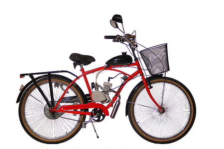 dviratis, raudona, motorizuotas