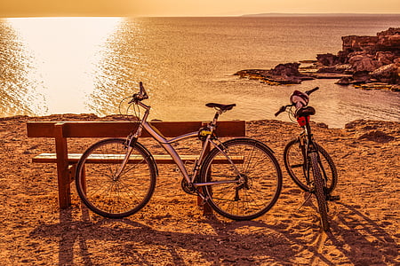 biciclette, pomeriggio, sole, paesaggio, natura, ricreazione, per il tempo libero