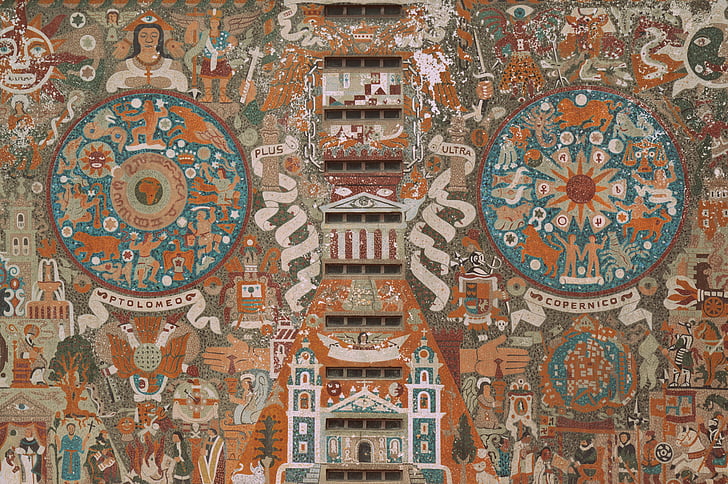 Biblioteca central, UNAM, Biblioteca central, mosaico de, ciudad de México, arquitectura, patrón de