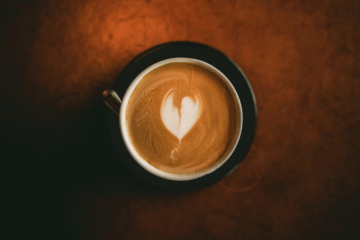 ital, reggeli, koffein, cappuccino, közeli kép:, kávé, kávét inni