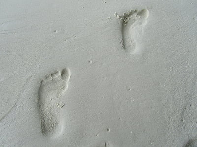 footprint, feet, tracks in the sand, sand, traces, beach, nature