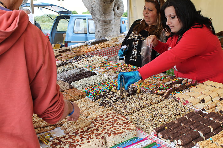 Málta, piac, élelmiszer, édességek, máltai, hagyományos