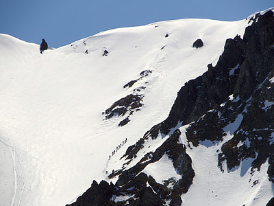 Munţii, alpinism, schiori, înălţimea, iarna, zăpadă, Top