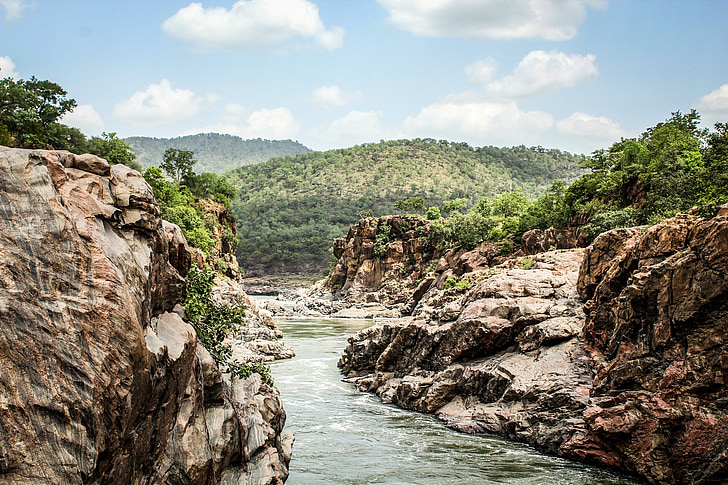 Река, ущелье, Индия, пейзаж, Природа, воды, живописные