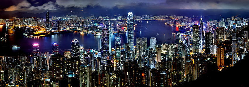 cakrawala, malam, asia arsitektur, pencakar langit, Cina, Pusat kota, Panorama