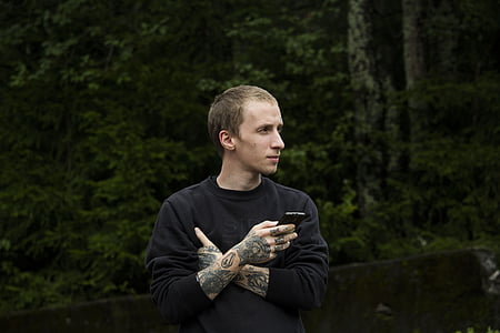 tattoo, forest, guy, man, person, youth, attractive