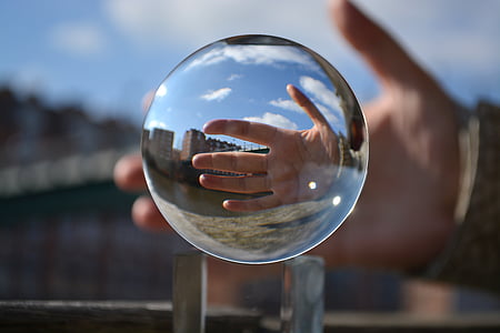 mano, Bremen, bola, bola de cristal, Foto de la bola, mano humana, vidrio - material