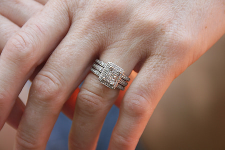 Žena, rukama, Svatba, Prsten, výročí, diamanty, připravit