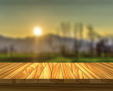 Tabuľka, pole, západ slnka, slnko, drevo, jedáleň, Prezentácia