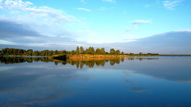 krajine, jezero, vode, dreves, Panorama, nebo, modra