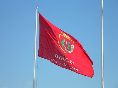 flag, slag, Malta, rød, byen flag, birgu, Vittoriosa