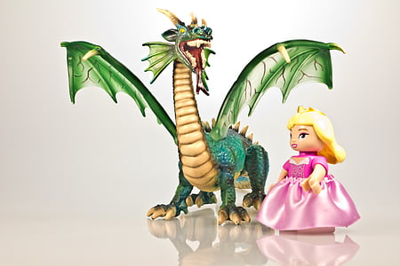 dragon, fairy tales, princess, fire-breathing dragon, mystical, dramatic, middle ages