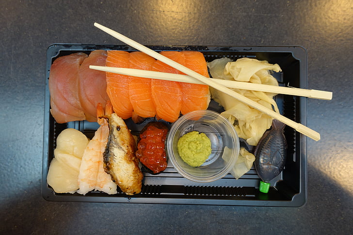 sushi, Di bawa, ikan, makanan Jepang, makanan jalanan