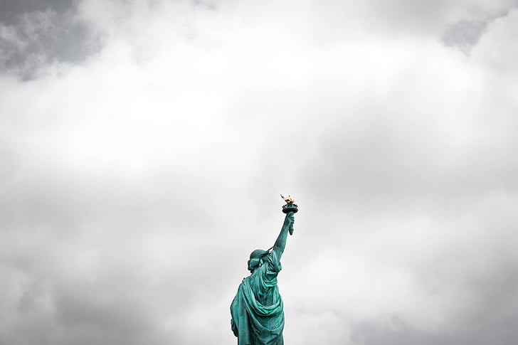 Liberty, staty, landmärke, molnet, Sky