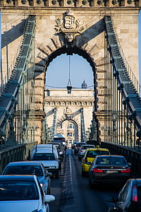 Bridge, Budapest, arkitektur, floden, Ungarn, Donau, bygning