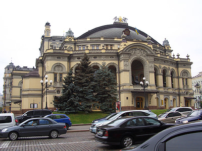 ópera, casa, edifício, Kiev, arquitetura, Marco, viagens