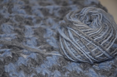 confecção de malhas, passatempo, emaranhado, lã, azul, padrão, lazer