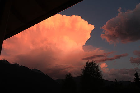 Dolomiitit, pilvet, taivas, Sunset, punainen, vuoret, Mountain